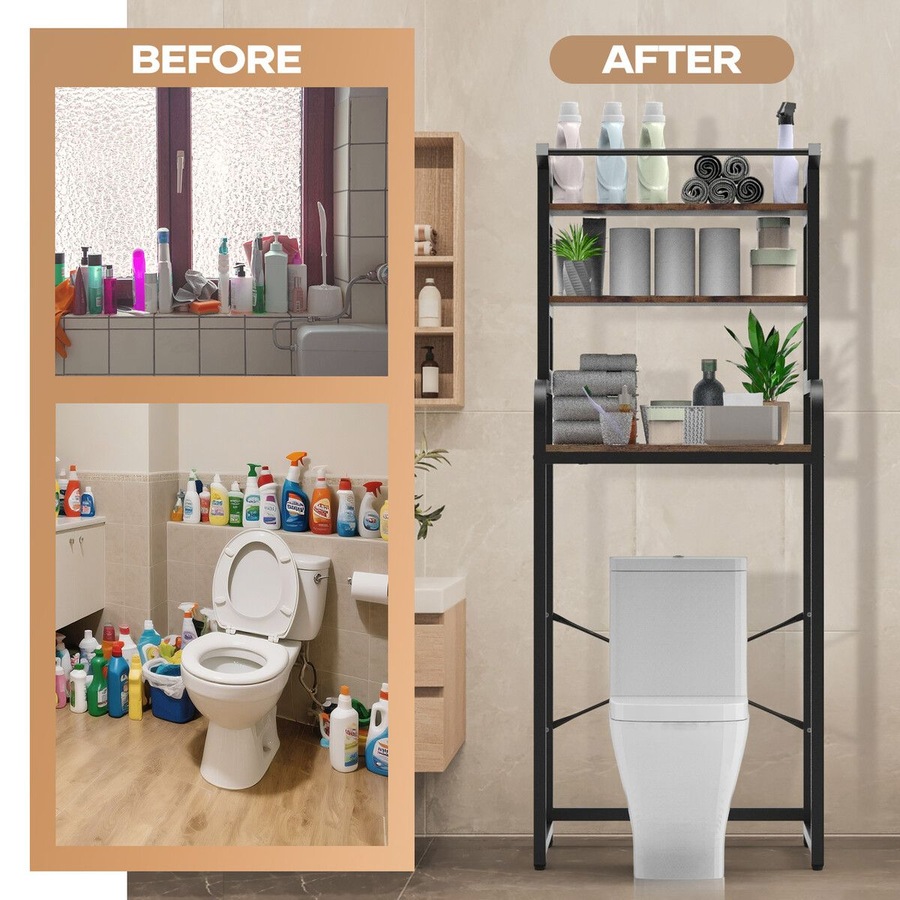 3 Tier Laundry Shelf Rack Storage Shelves Over the Toilet Washing Machine Washer Dryer Bathroom Organiser Towel Paper Holder Stand Unit Freestanding