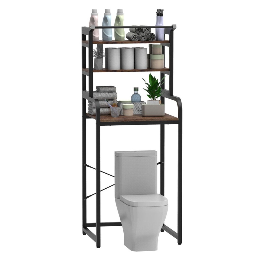 3 Tier Laundry Shelf Rack Storage Shelves Over the Toilet Washing Machine Washer Dryer Bathroom Organiser Towel Paper Holder Stand Unit Freestanding