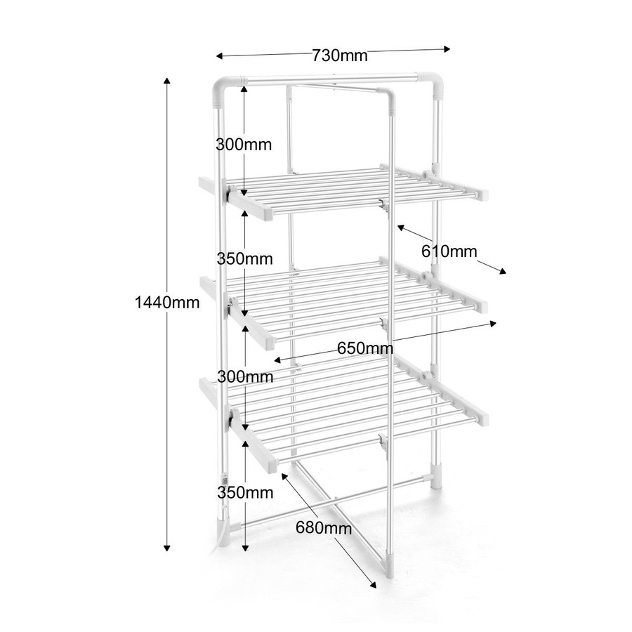 300W 3-Tier Heated Electric Clothes Towel Drying Rack Foldable