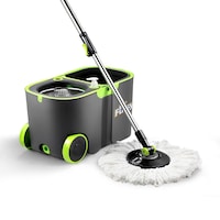 360 Degree Spin Floor Mop Bucket System with 4 Extra Microfiber Heads