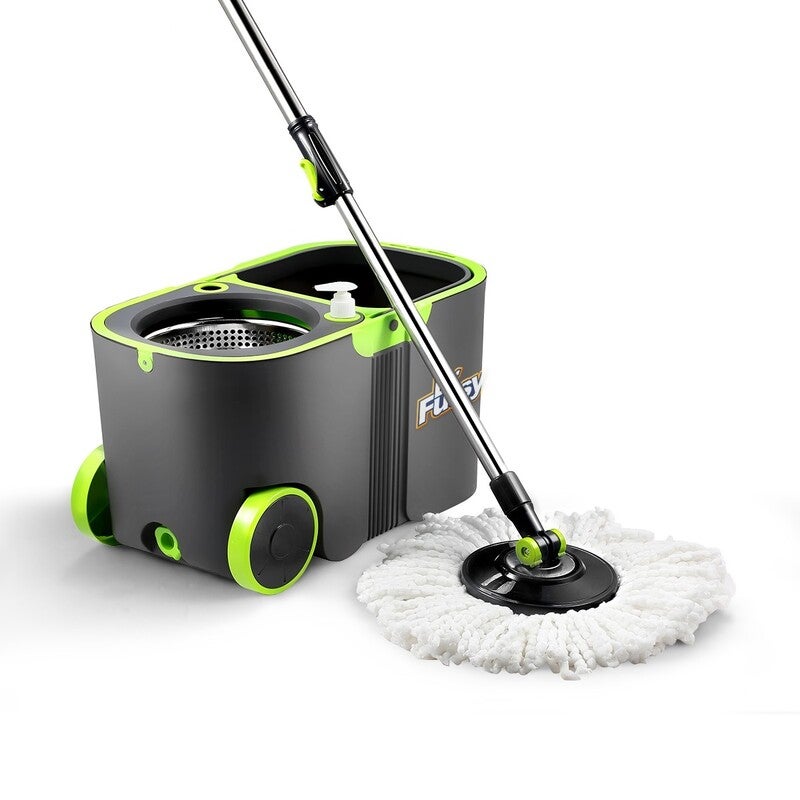 360 Degree Spin Floor Mop Bucket System with 4 Extra Microfiber Heads