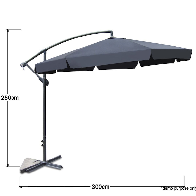 3M Water Resistant Garden Umbrella - Black | Buy Outdoor Umbrellas - 359042