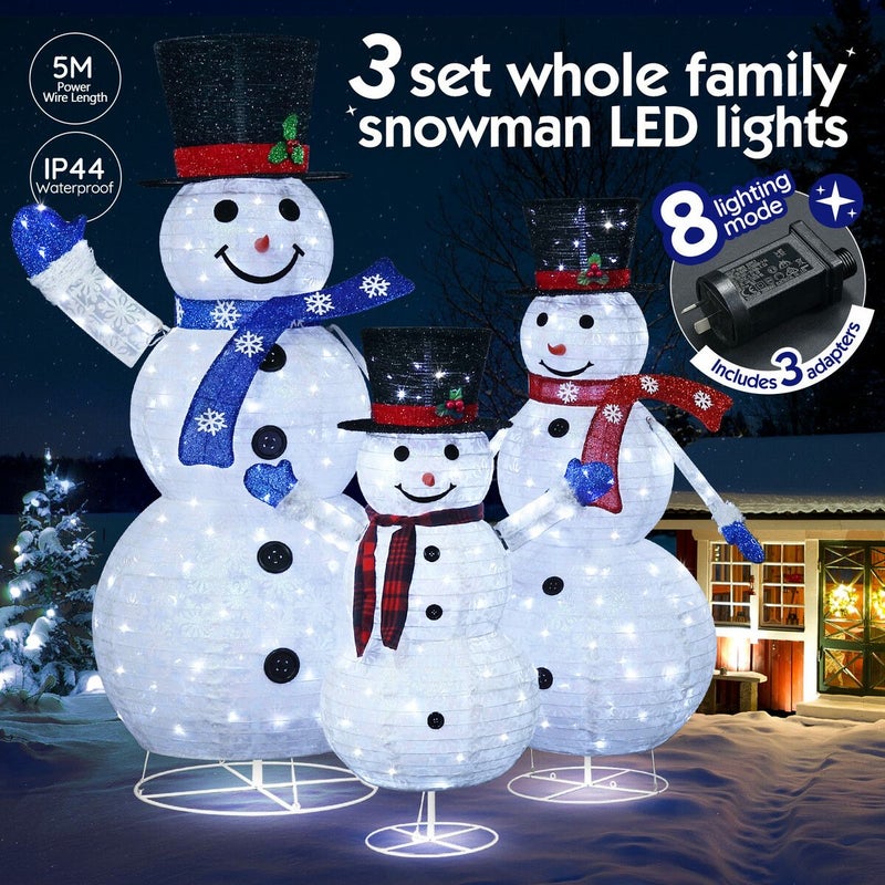 Buy 3Pcs Christmas Snowman Light LED 3D Xmas Home Yard Decoration