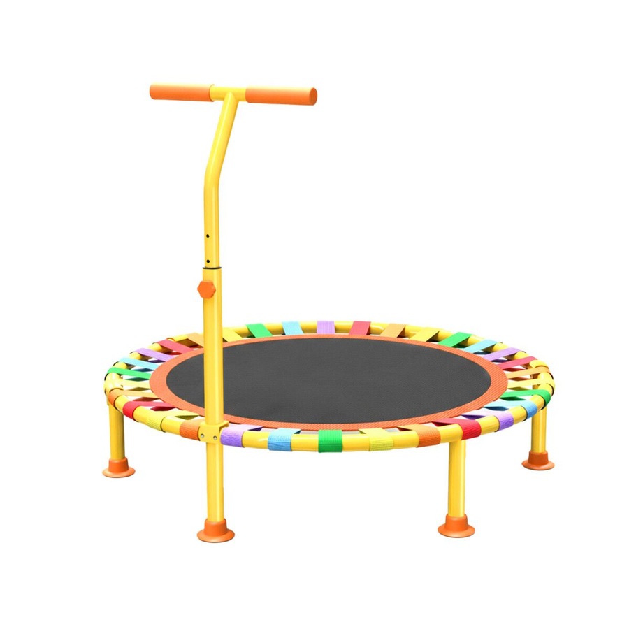 40 Inch Kids Trampoline Jumping Bungee Bounce Rebounder Home Gym Exercise Fitness Equipment Indoor Outdoor Cardio Workout Foldable Adjustable Handrail