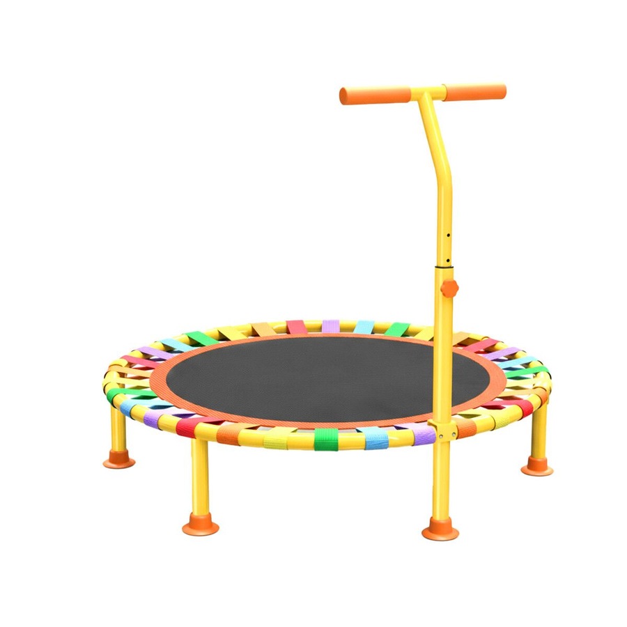 40 Inch Kids Trampoline Jumping Bungee Bounce Rebounder Home Gym Exercise Fitness Equipment Indoor Outdoor Cardio Workout Foldable Adjustable Handrail