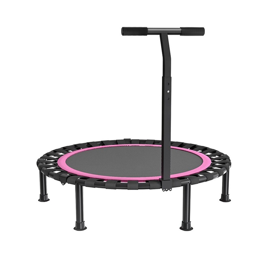 48 Inch Folding Trampoline with T-Rails Pink Red Home Fitness Bouncer Indoor and Outdoor Bungee Training Equipment Men Women Children Portable Bouncer Home
