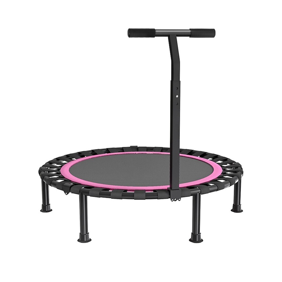 48 Inch Folding Trampoline with T-Rails Pink Red Home Fitness Bouncer Indoor and Outdoor Bungee Training Equipment Men Women Children Portable Bouncer Home