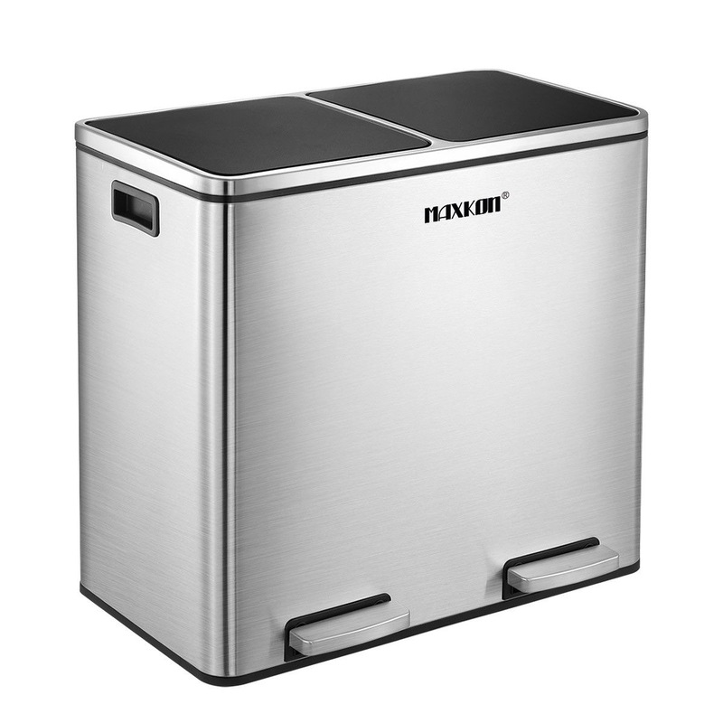 Buy 48l Dual Compartment Stainless Steel Dustbin W  Lids And Pedals 