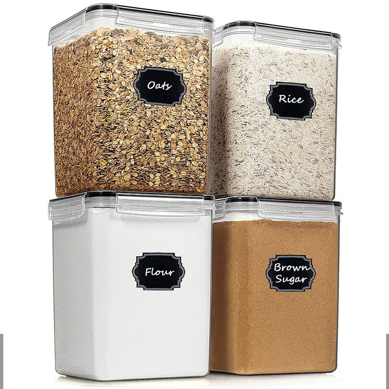 Extra Large Tall Food Storage Containers (6.5L|220oz|Set of 4) For Flour,  Sugar, Rice - Airtight Kitchen & Pantry Bulk Food Storage - 4 PC Set 