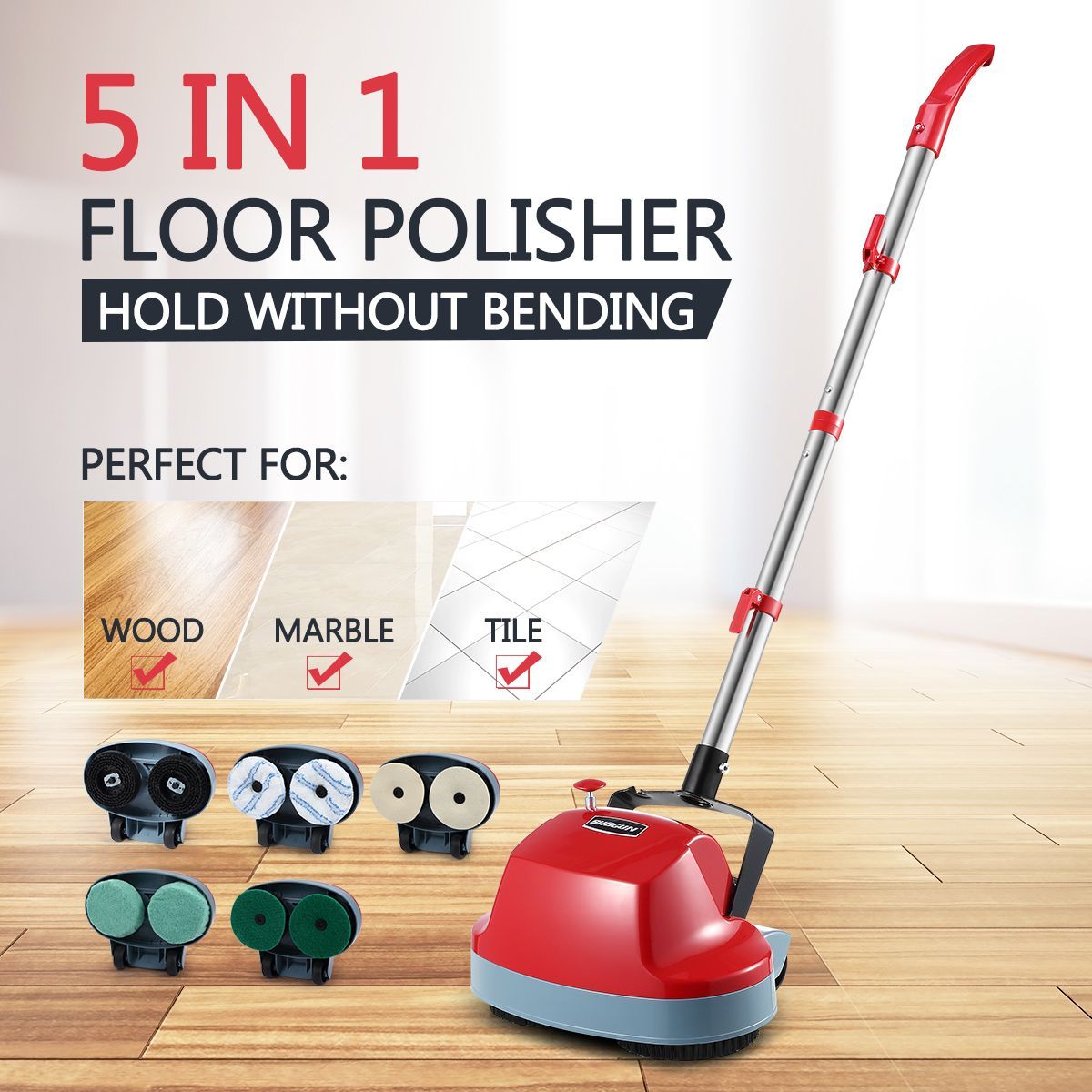 Buy 5 in 1 floor polisher scrub clean wax polish buffs for tile