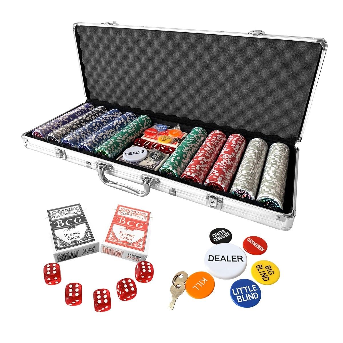 with Black Velvet Pouch Dealer, All in, Small Blind, Big Blind, Missed Blind, Reserved, Kill Cyber-Deals Texas Hold'em Poker 7pc Button Set 