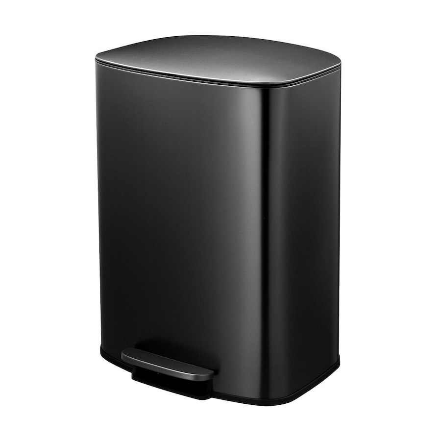 50L Pedal Recycling Bin Kitchen Rubbish Trash Garbage Waste Trashcan Black Dustbin Step Container Soft Closing Lid Rectangular for Home Indoor Office