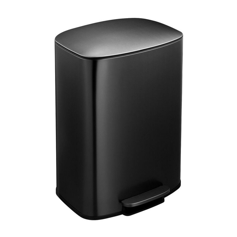 50L Pedal Recycling Bin Kitchen Rubbish Trash Garbage Waste Trashcan Black Dustbin Step Container Soft Closing Lid Rectangular for Home Indoor Office