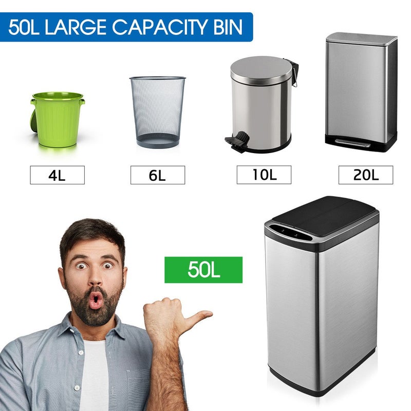 Buy 50L Smart Bin Kitchen Rubbish Bin Trash Waste Recycling Bin