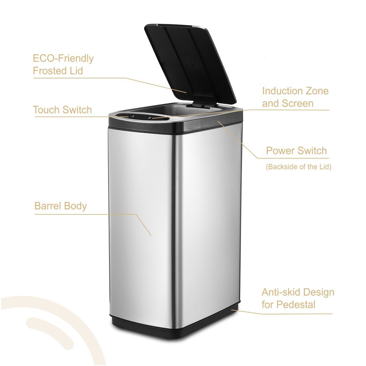 Buy 50L Smart Sensor Bin Kitchen Rubbish Recycling Bin Infrared