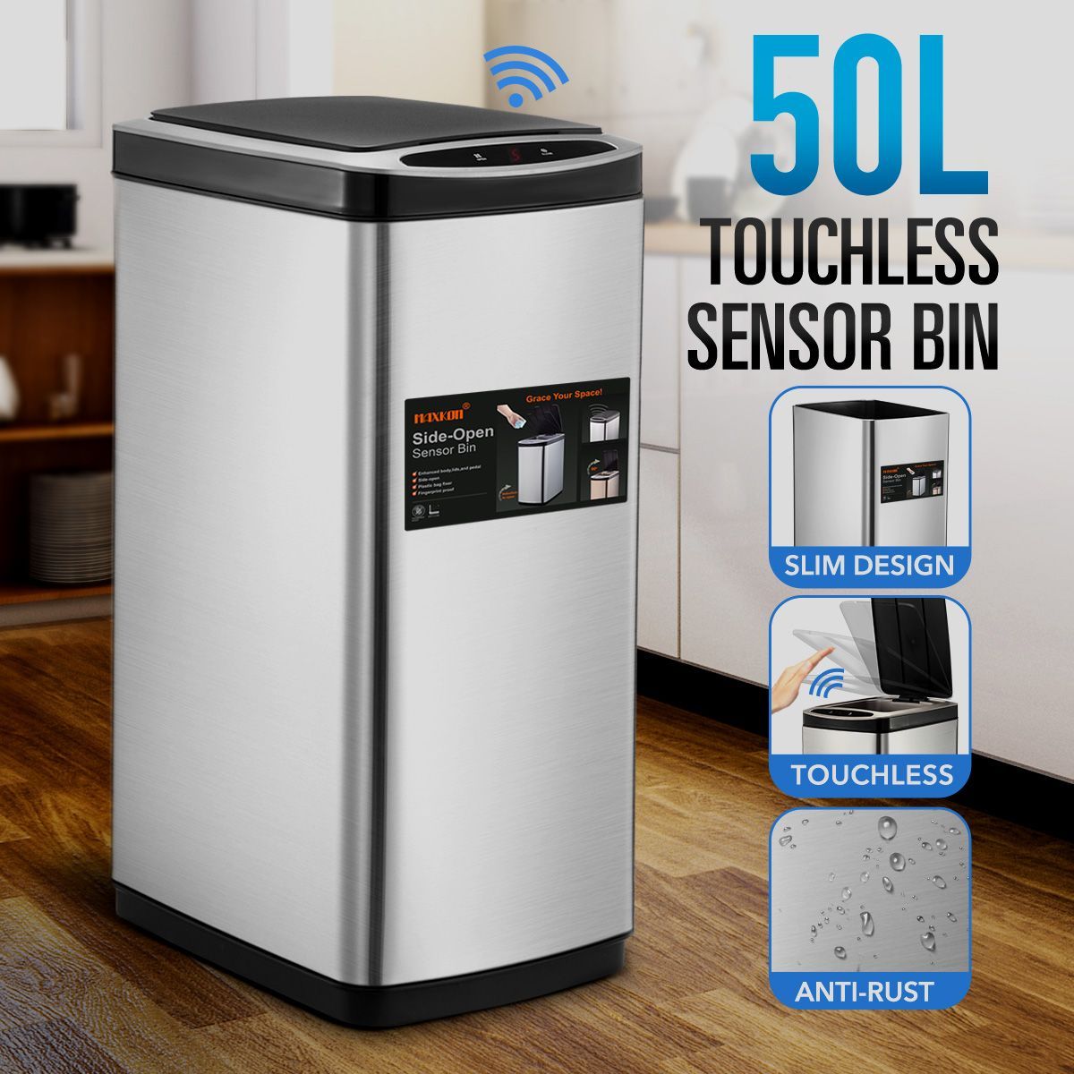 Buy 50L Smart Sensor Bin Kitchen Rubbish Recycling Bin Infrared