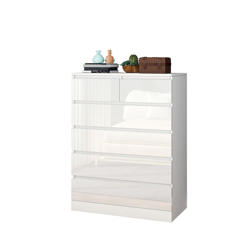 Buy 6 Drawers Chest Dresser White Bedside Table Tallboy Storage