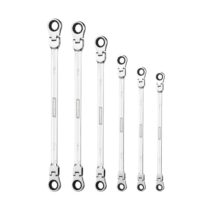 Buy 6 PCS Extra-Long 180 Degree Flexible Double Ring Ratchet Spanner ...