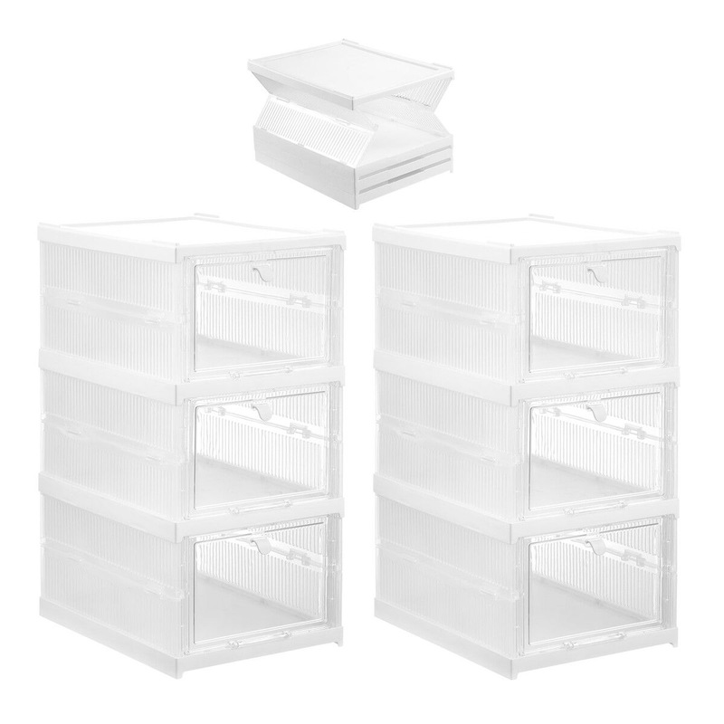 Buy 6 Tier Shoe Boxes Organiser Storage Shoebox Containers Clear ...