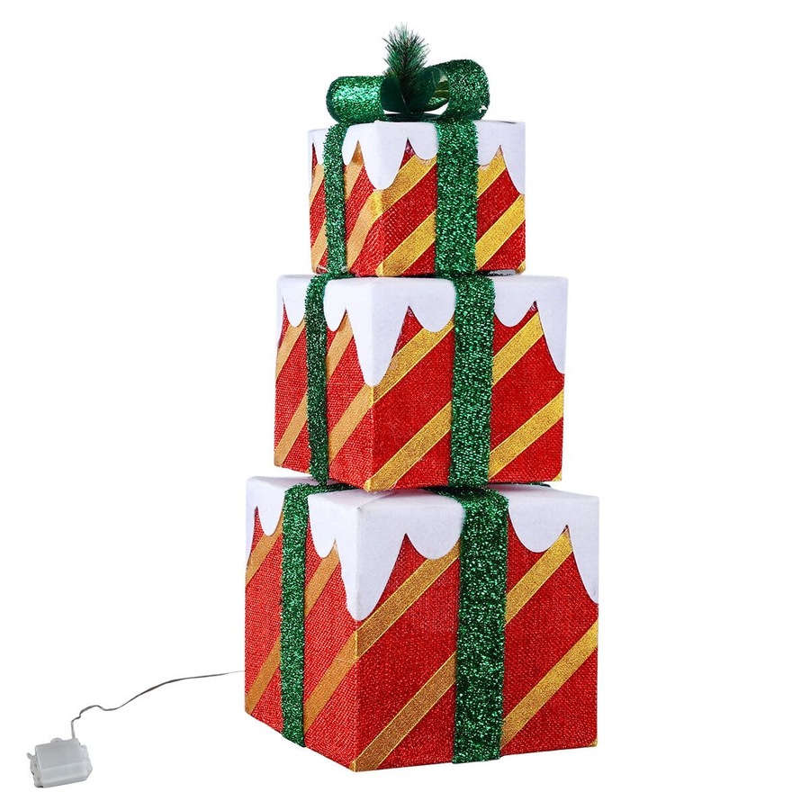 68 LED Christmas Lights Decorations Light Up Gift Boxes Presents Set Xmas Tree Outdoor Home Garden Holiday Night Fairy Ornaments Lighting Display Unit