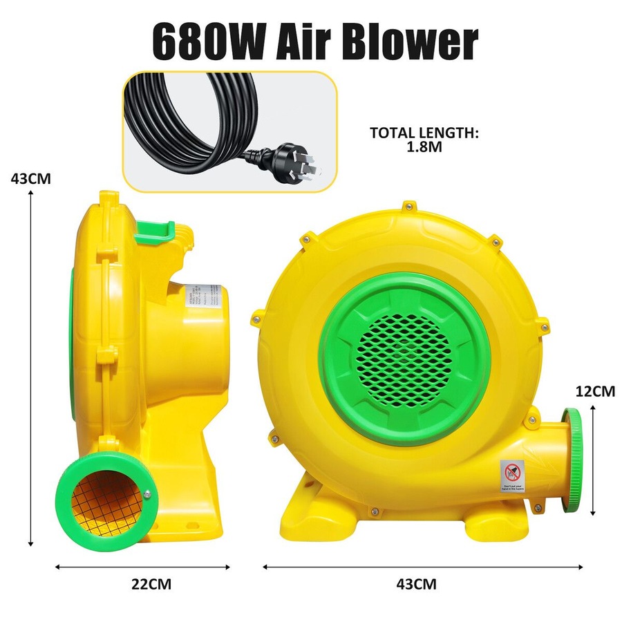 680W Electric Air Pump Fan Blower Portable Inflator for Jumping Castle Inflatables Bounce House Airbed Sofa Bouncer Bouncy Slide