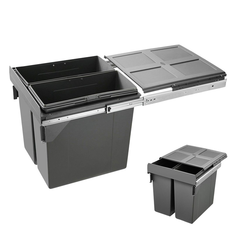 Buy 68L Pull Out Kitchen Bin Under Sink Dual Bins Cupboard Waste