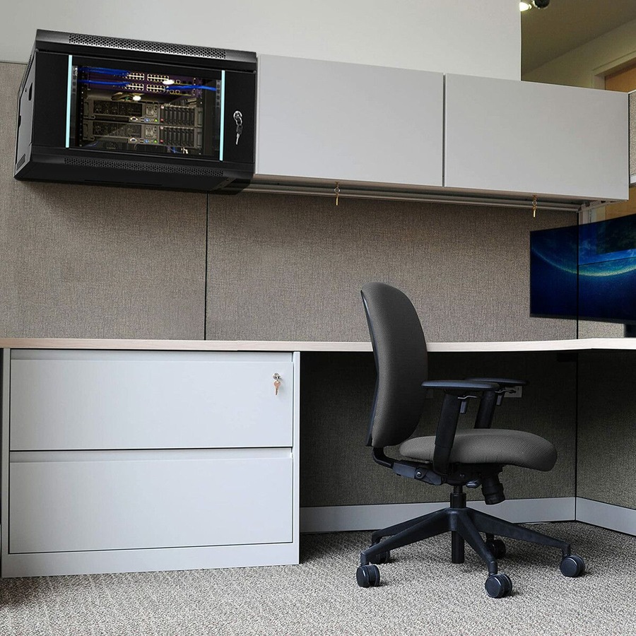 6U Network Server Cabinet Wall Mount Data Rack Enclosure 19 Inch Deep with Removable Side Panels Locking Glass Door for IT Computer Equipment