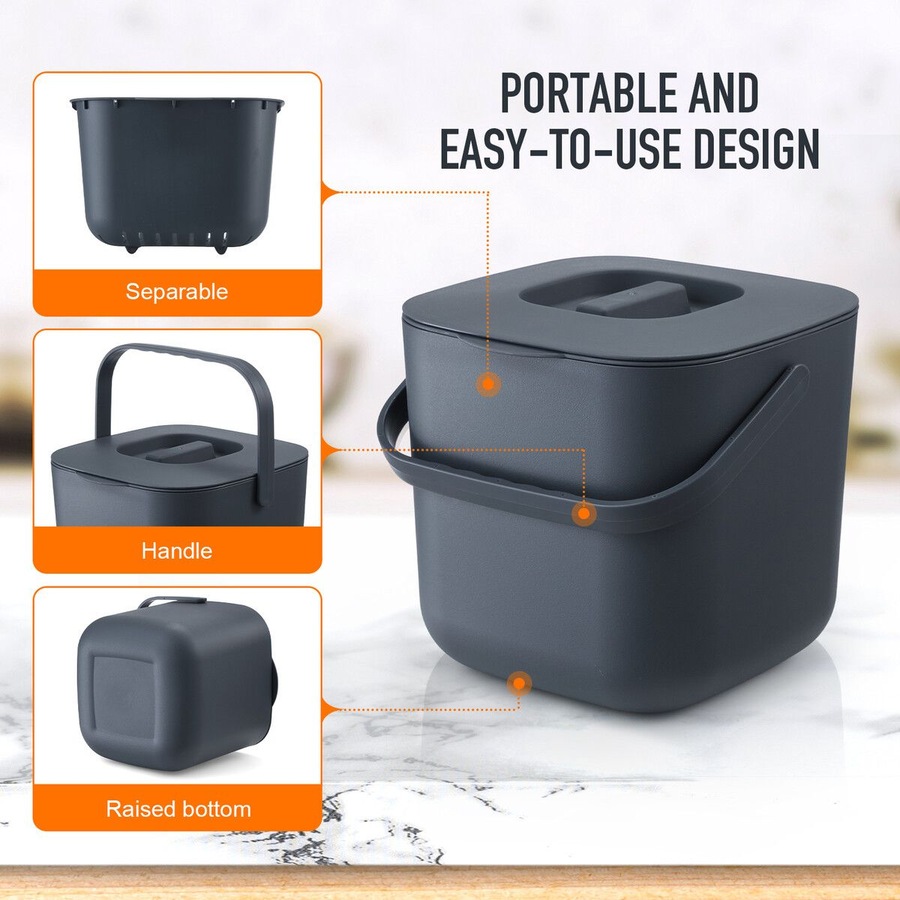 Buy 7L Rubbish Waste Bin Kitchen Trash Compost Dustbin Garbage Can Food ...