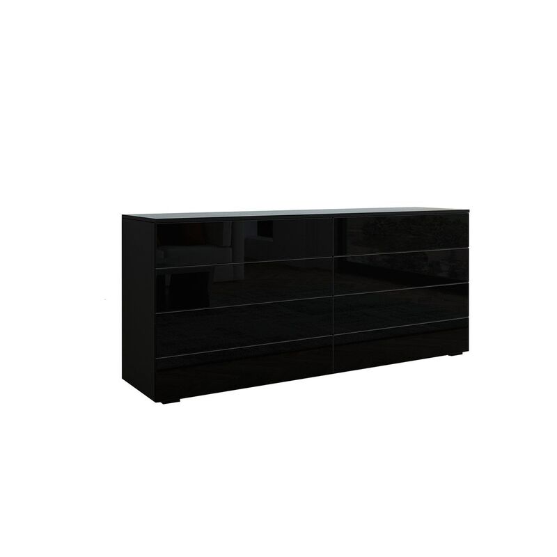 8 Drawer Cabinet Chest of Drawers Storage Furniture Black High Gloss Front