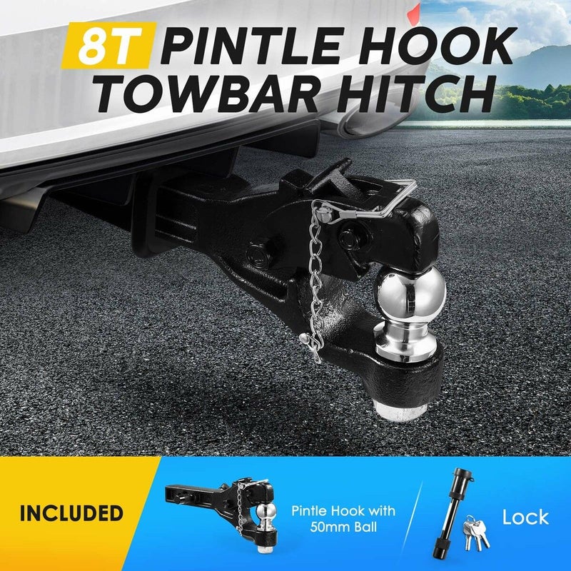 Buy 8 Ton Ball Combo Pintle Tow Hook Receiver Arm Hitch Vehicle Towing  Caravan Truck Car Accessory Heavy Duty - MyDeal