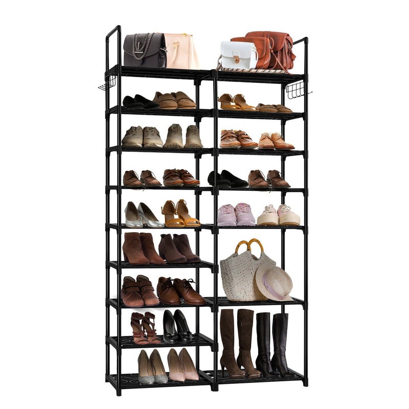 Buy 9 Tiers Metal Shoe Rack Storage Organiser Shelving 40 Pairs Shoes ...