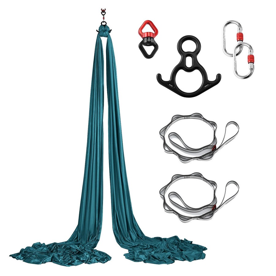 Aerial Silk Yoga Swing Hammock Starter Kit 8x2.8m Trapeze Inversion Exercise Gymnastics Antigravity Acrobatic Flying Strength Trainer Home Gym Workout