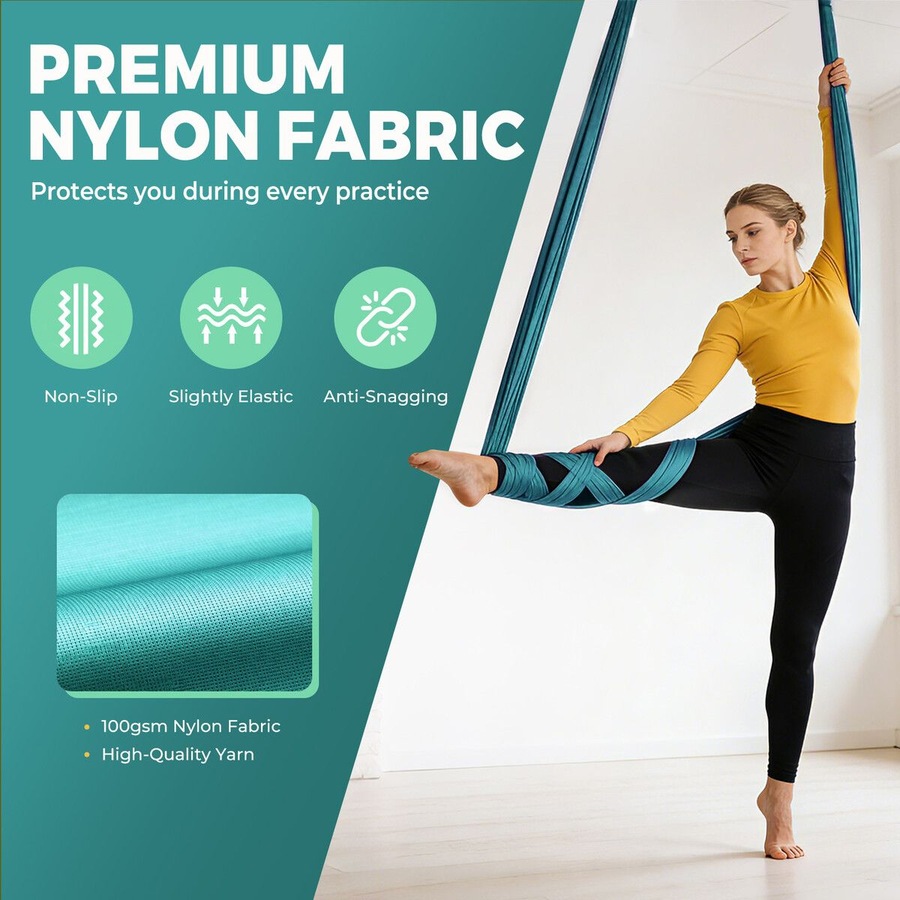 Aerial Silk Yoga Swing Hammock Starter Kit 8x2.8m Trapeze Inversion Exercise Gymnastics Antigravity Acrobatic Flying Strength Trainer Home Gym Workout