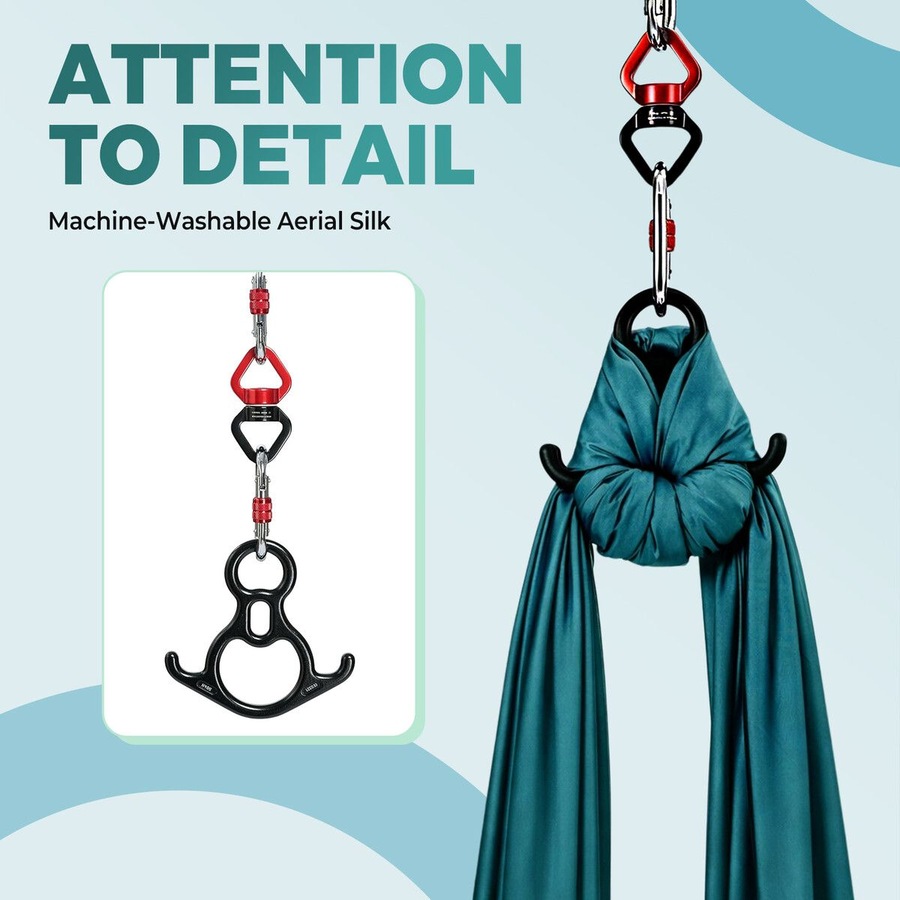 Aerial Silk Yoga Swing Hammock Starter Kit 8x2.8m Trapeze Inversion Exercise Gymnastics Antigravity Acrobatic Flying Strength Trainer Home Gym Workout