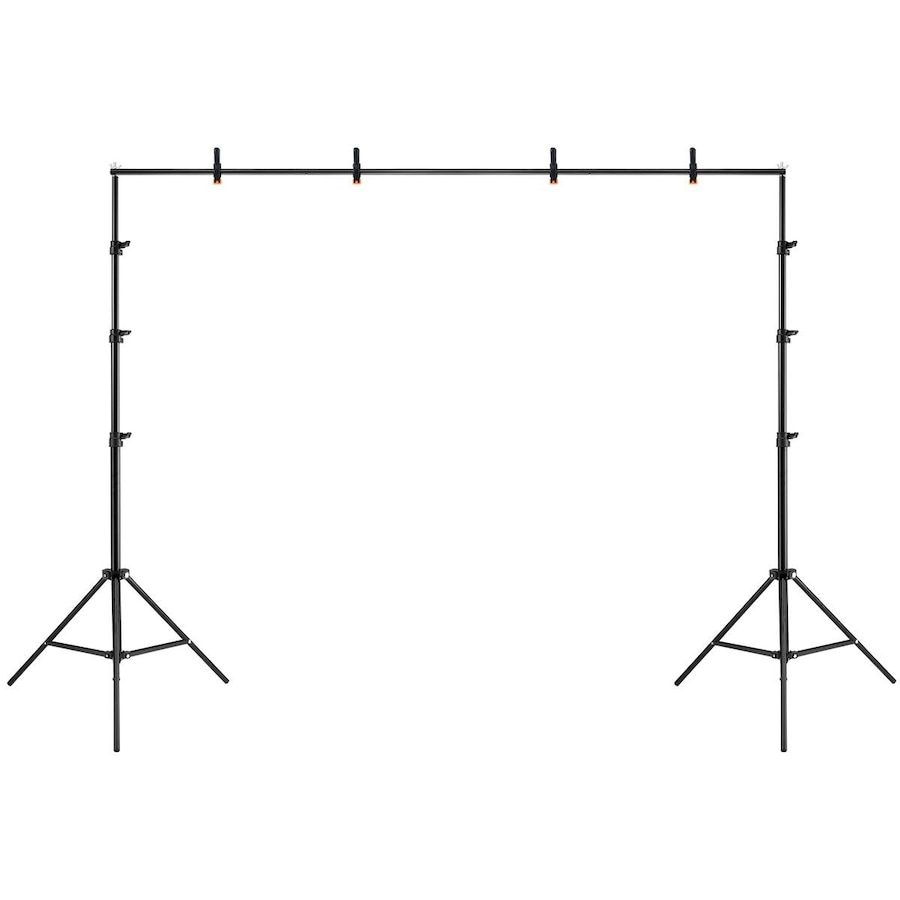 Backdrop Stand Photo Studio Background Support Frame Kit 2.6x3m Adjustable Tripod Screen Clamps Carry Bag for Party Event Birthday Wedding Photography