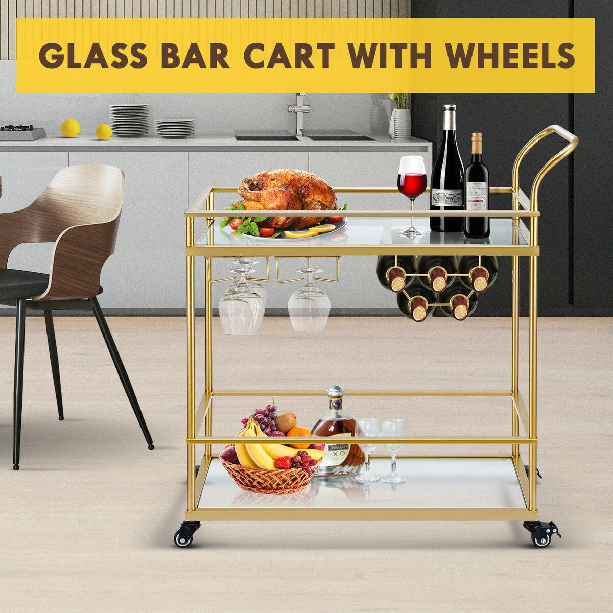 Buy Bar Cart Gold Drinks Coffee Trolley Serving Liquor Wine