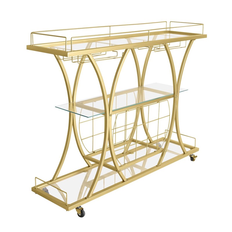Buy Bar Cart Wine Rack Drinks Bar Trolley Glass Holder Gold Cart