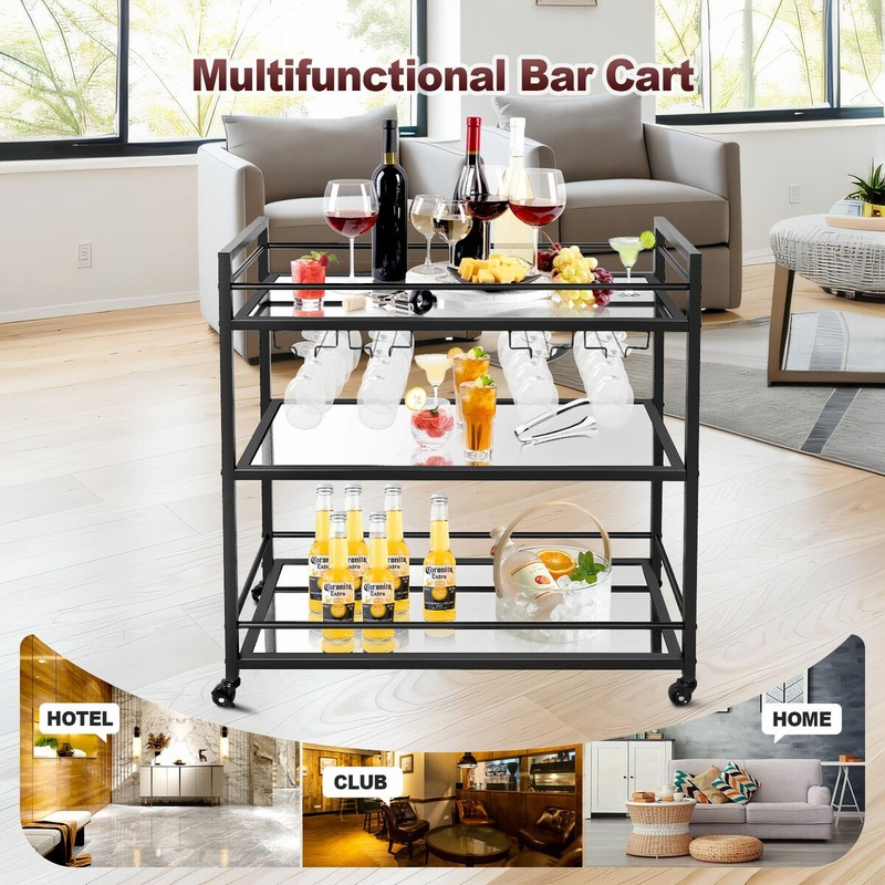 Buy Bar Cart Wine Rack Drinks Trolley Glass Holder Bottle Storage
