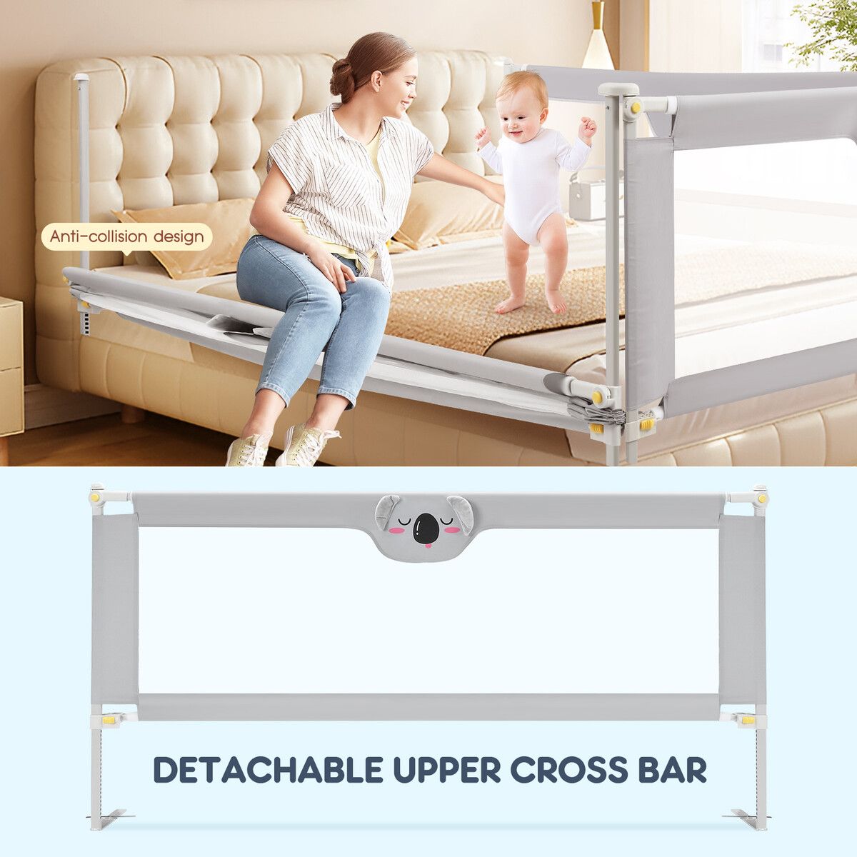 Child safety bed top rail