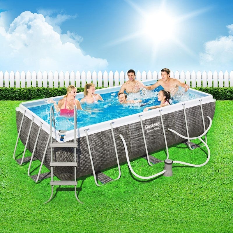 Buy Bestway 4x2x1M Rectangular Ground - MyDeal Pool Frame Above Swimming