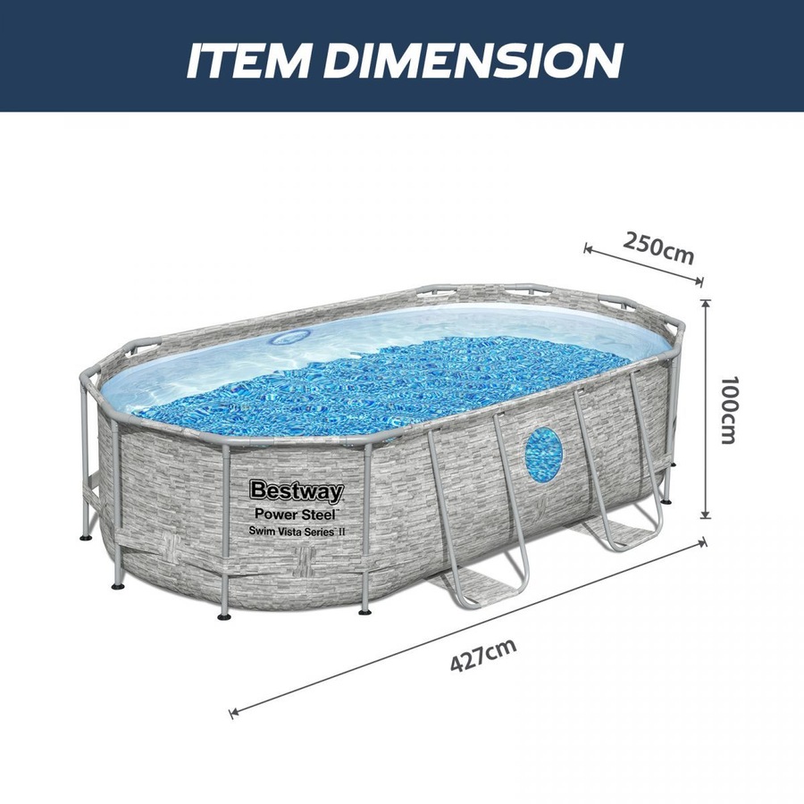Bestway Above Ground Pool Steel Frame Pool Set with Filter Pump 4.27 x 2.5 x 1M
