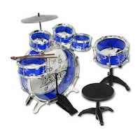 Jazz Drum Play Set 9Pcs for Kids Musical Instrument, Blue