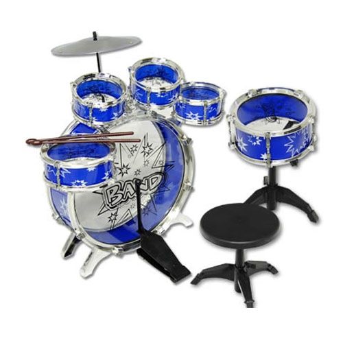 Jazz Drum Play Set 9Pcs for Kids Musical Instrument, Blue