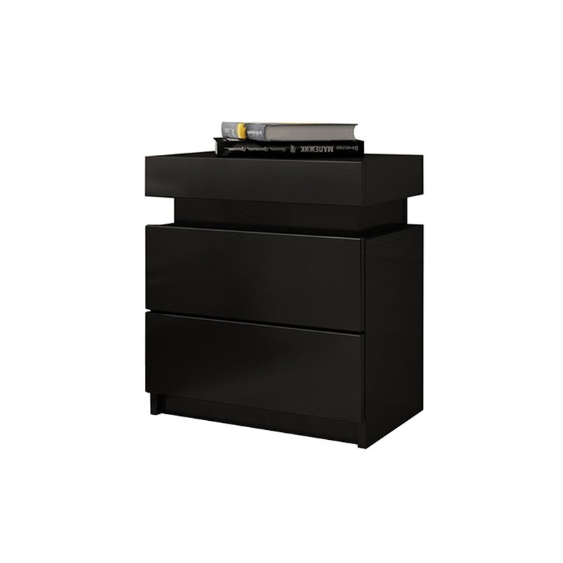 Buy Black Bedside Table Cabinet 2 Drawers Nightstand Side Storage Wood ...