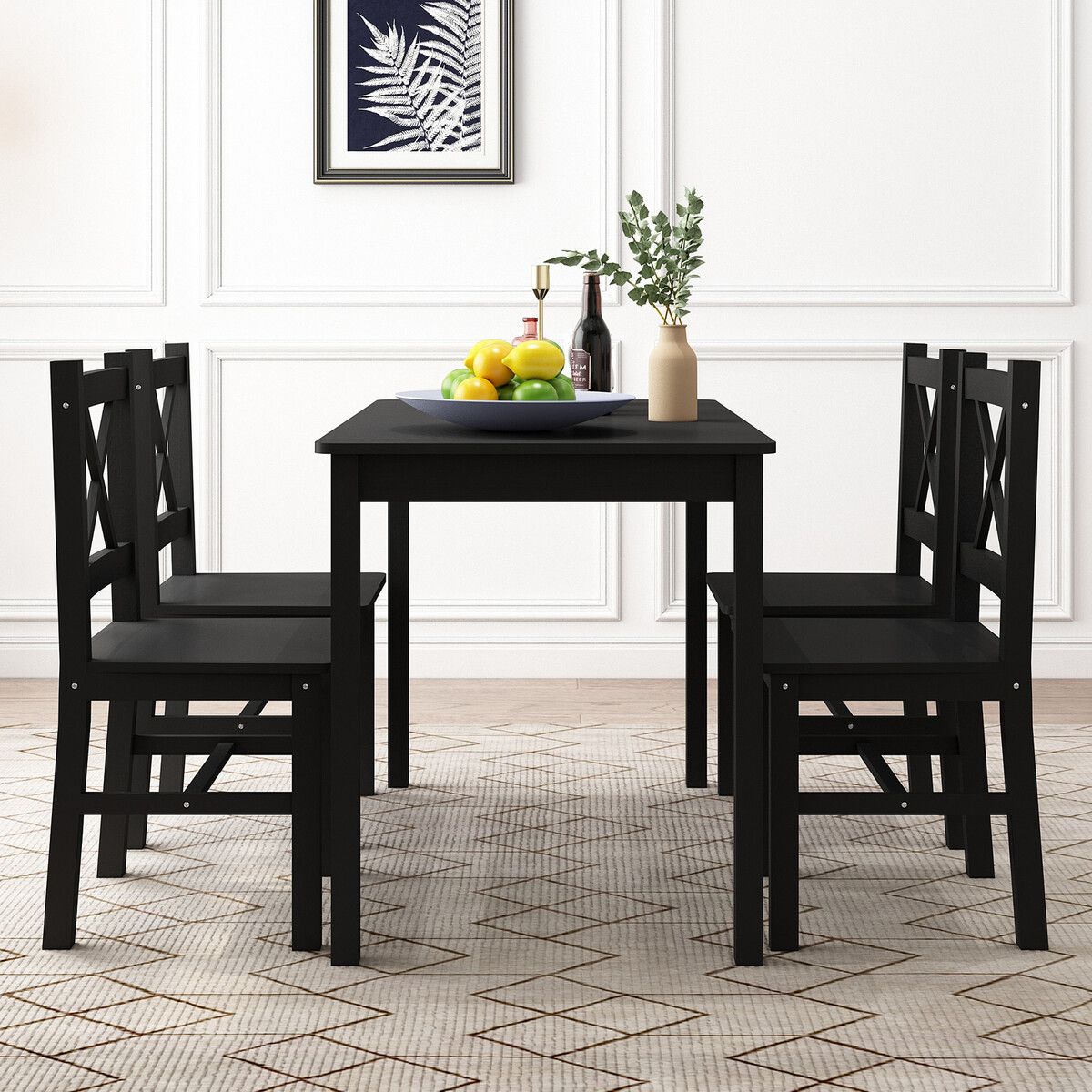 Pine and outlet black dining table