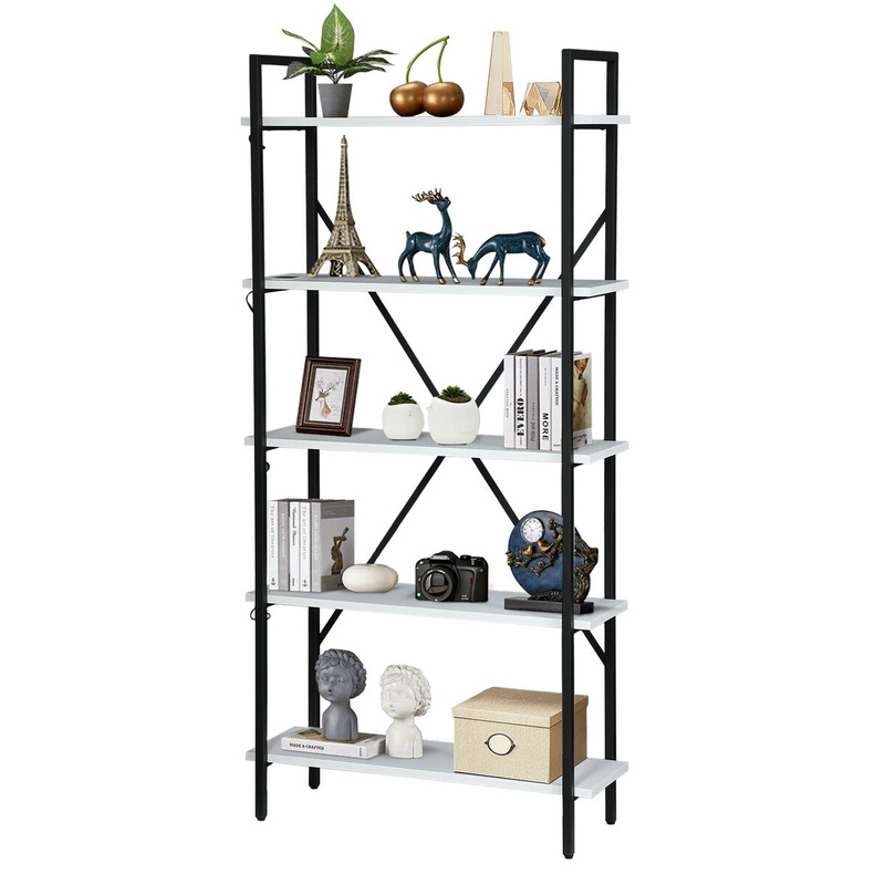 Buy Bookshelf Bookcase Display with LED Light Smart Storage Ladder Shelves Open Book Organizer