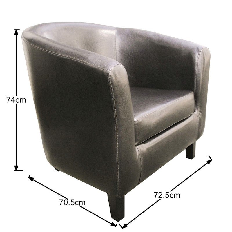 Modern Faux Leather Tub Chair Armchair w/ Cushion Brown