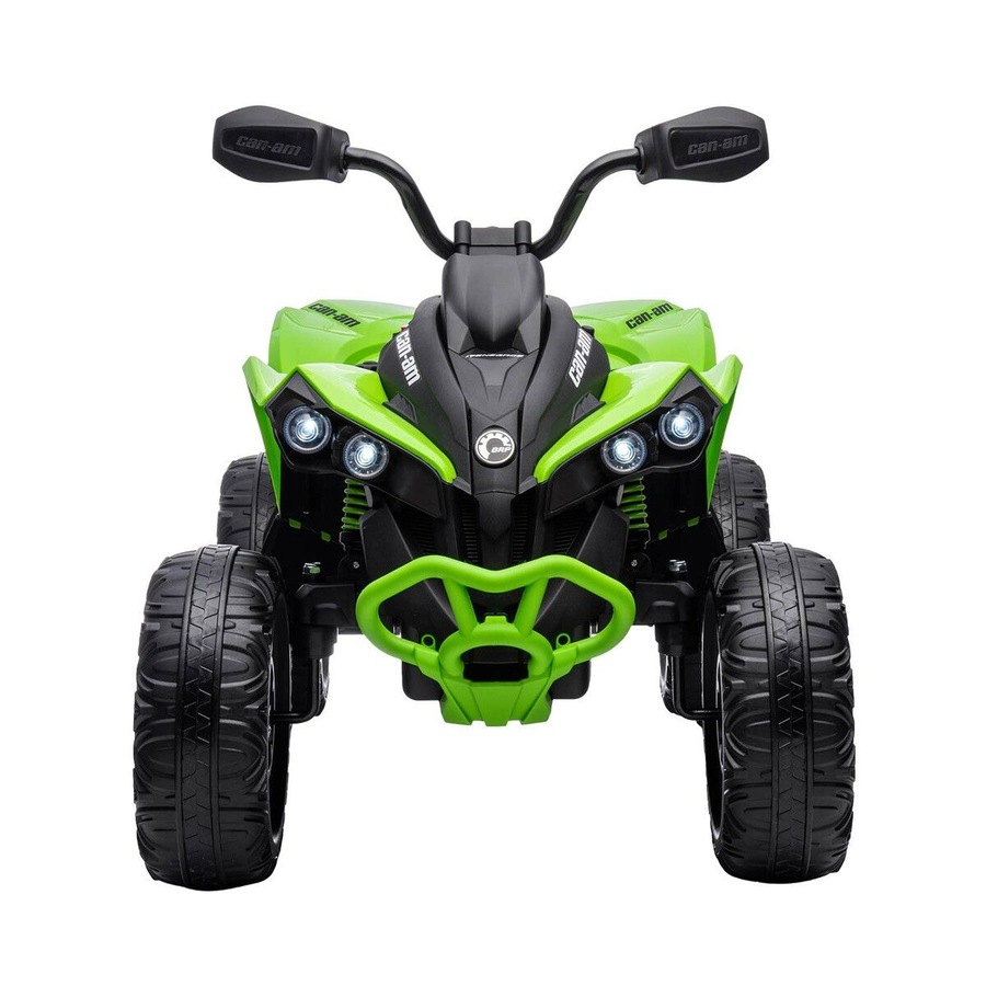 Can-Am Licensed Ride On Car 12V Electric ATV Quad Bike 4 Wheeler 2 Motor Motorised Vehicle Toy with LED MP3 Bluetooth Rechargeable Battery Story Green