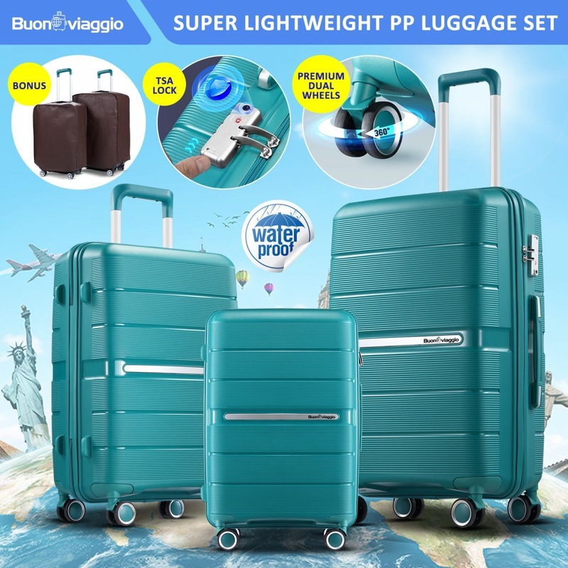 Buy Carry On Luggage Set PP Travel Suitcase 3 PCS Hard Lightweight