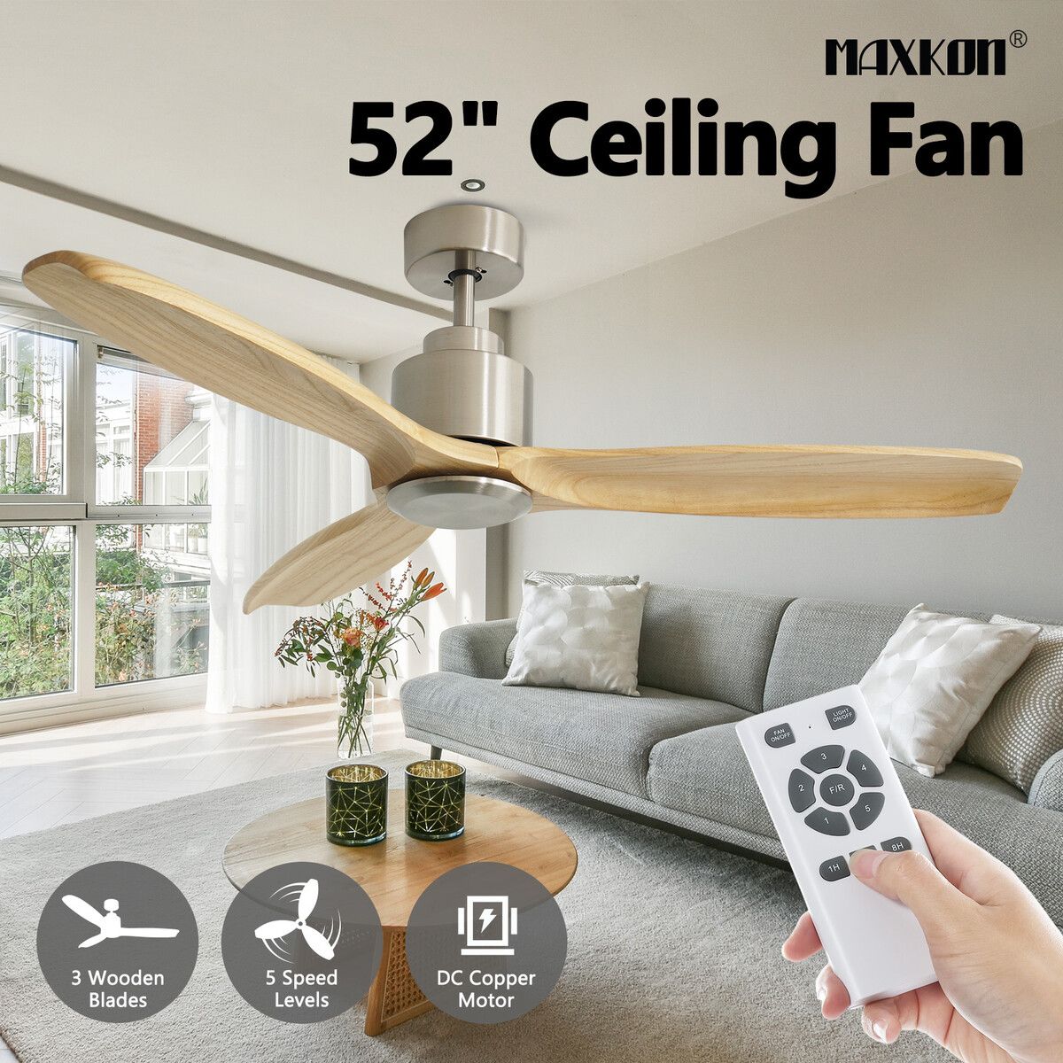 Buy Ceiling Fan with Remote Control Electric Cooling Air